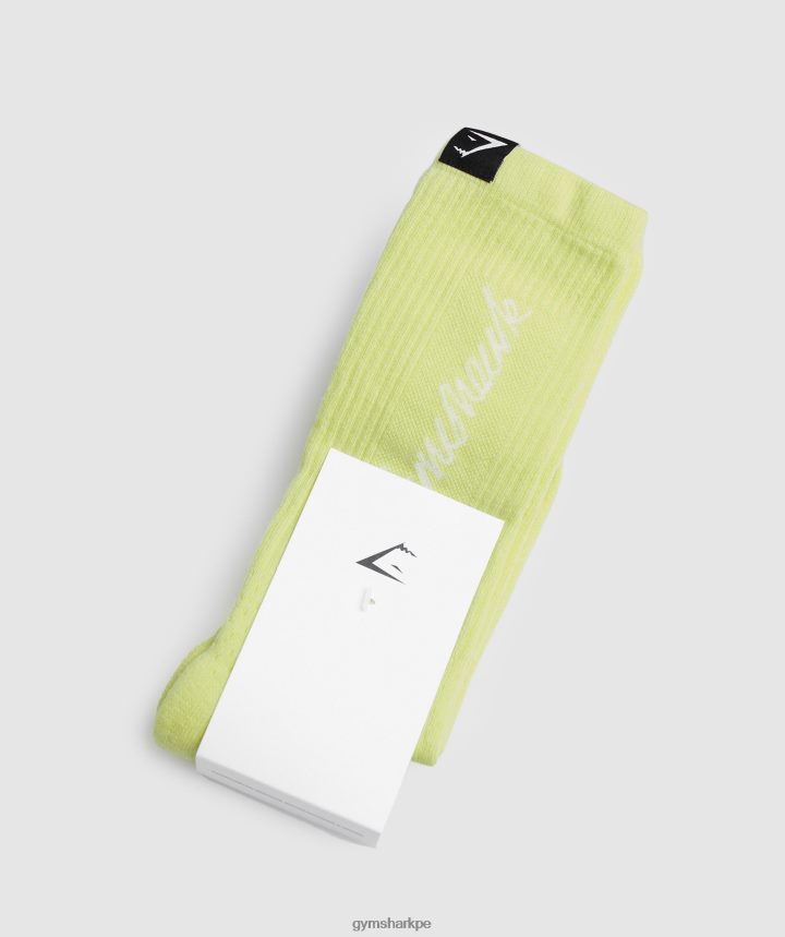 Gymsharkcalcetín de escritura a mano unisexo verde luciérnaga/blanco PFTJ2N1091 accesorios