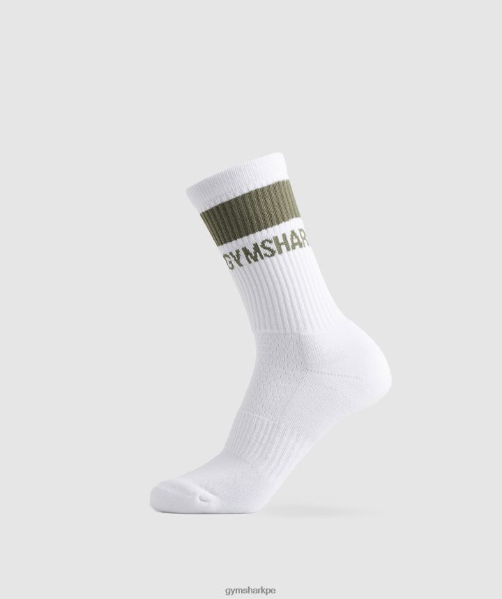Gymsharkcalcetines de tripulación premium 1pk unisexo oliva blanca/polvorienta PFTJ2N1092 accesorios