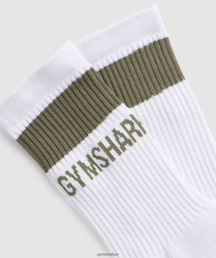 Gymsharkcalcetines de tripulación premium 1pk unisexo oliva blanca/polvorienta PFTJ2N1092 accesorios