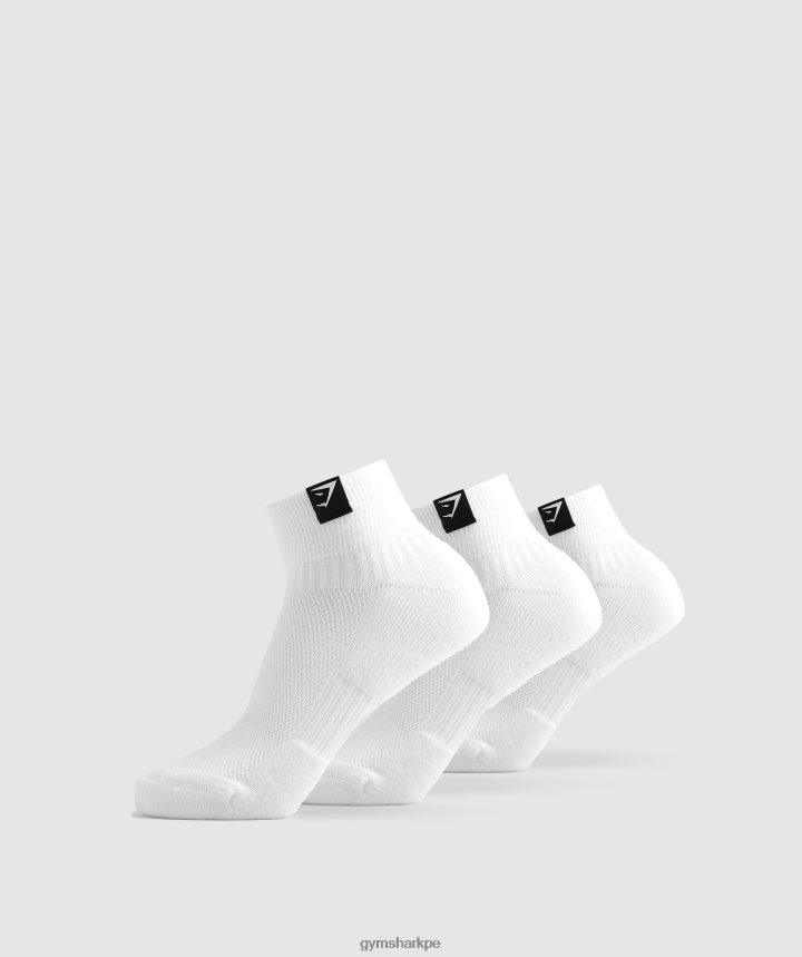 Gymsharkpaquete de 3 calcetines deportivos con lengüeta tejida unisexo blanco PFTJ2N1102 accesorios