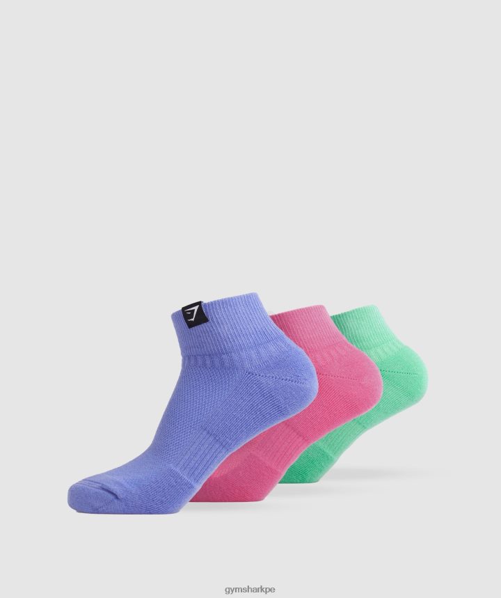 Gymsharkpaquete de 3 calcetines tejidos con lengüeta unisexo fucsia/azul/azul uva PFTJ2N1107 accesorios