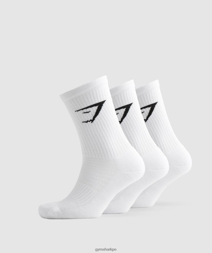 Gymsharkpaquete de 3 calcetines unisexo blanco PFTJ2N1095 accesorios