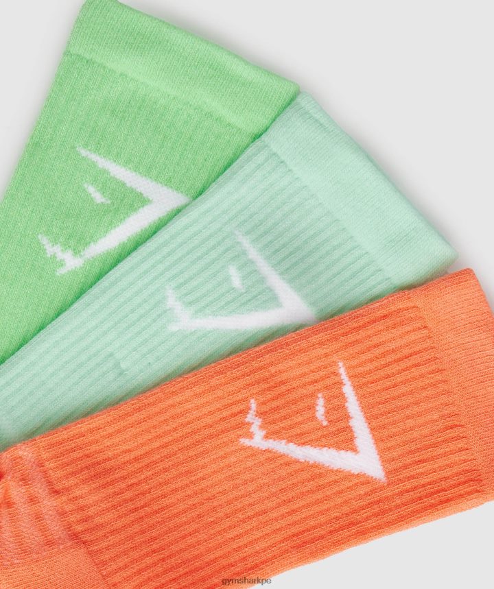 Gymsharkpaquete de 3 calcetines unisexo naranja/azul piscina/verde iris PFTJ2N1100 accesorios