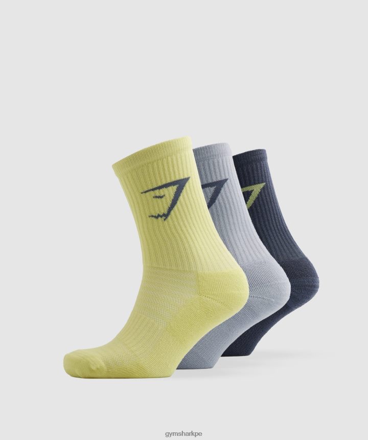 Gymsharkpaquete de 3 calcetines unisexo verde/gris/azul PFTJ2N1099 accesorios