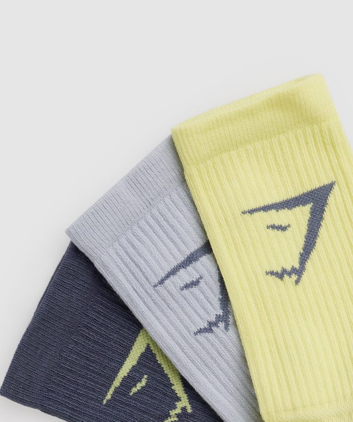 Gymsharkpaquete de 3 calcetines unisexo verde/gris/azul PFTJ2N1099 accesorios