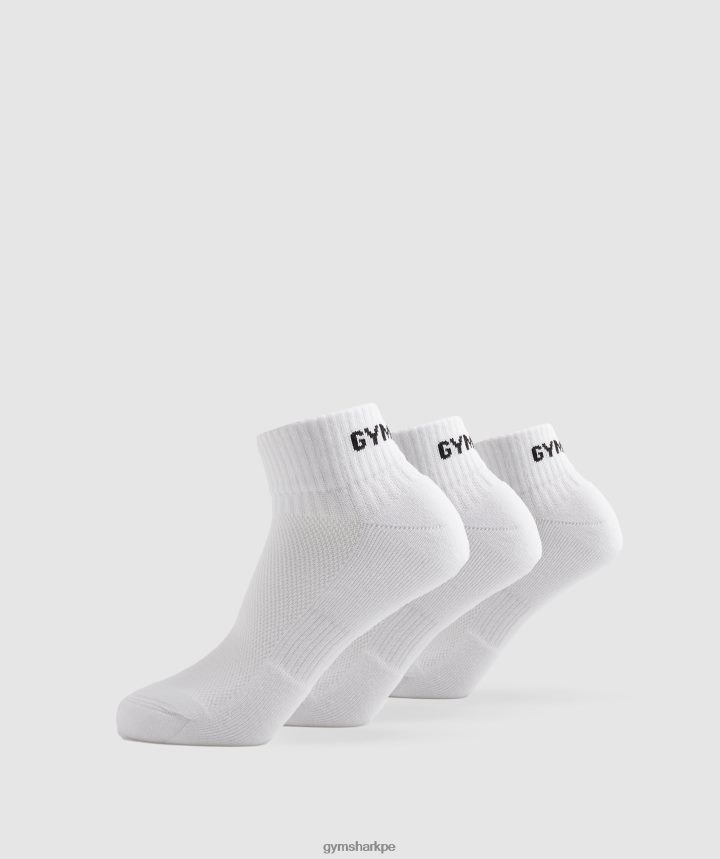 Gymsharkpaquete de 3 pares de calcetines gs jacquared unisexo blanco PFTJ2N1104 accesorios