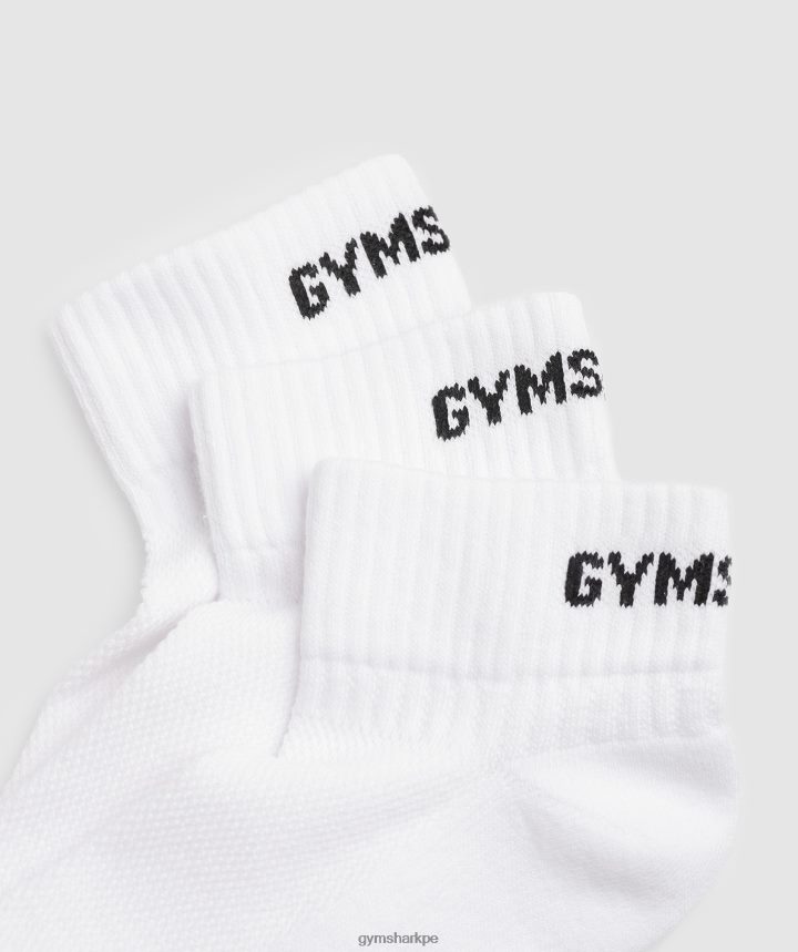 Gymsharkpaquete de 3 pares de calcetines gs jacquared unisexo blanco PFTJ2N1104 accesorios