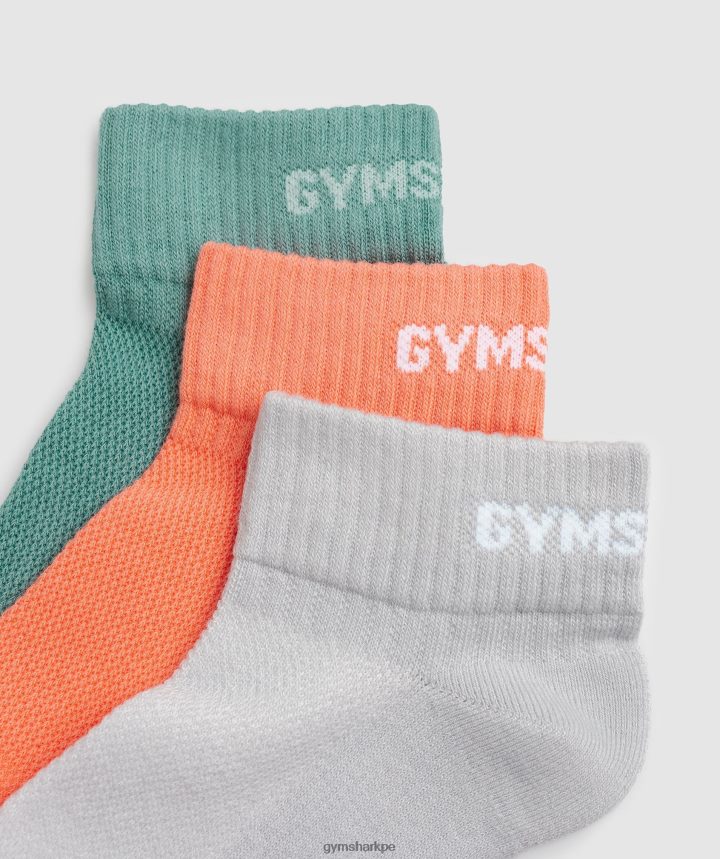 Gymsharkpaquete de 3 pares de calcetines jacquard unisexo gris claro/naranja/verde azulado tinta PFTJ2N1108 accesorios