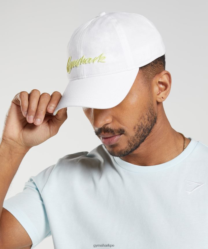 Gymsharkgorra de béisbol de escritura a mano unisexo blanco/verde luciérnaga PFTJ2N1123 accesorios