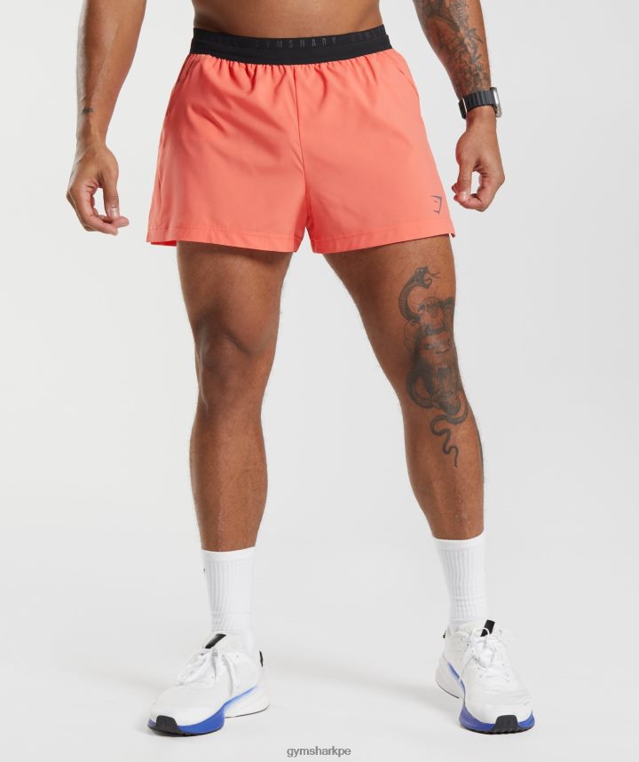 Gymsharkpantalón corto sport run 3" hombres naranja aeroespacial PFTJ2N526 ropa