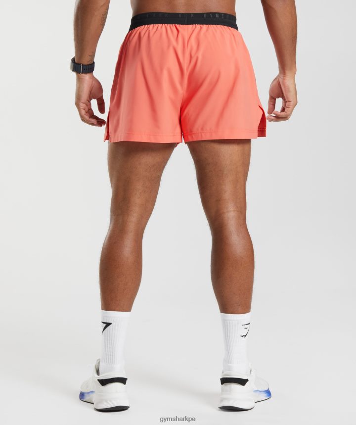 Gymsharkpantalón corto sport run 3\" hombres naranja aeroespacial PFTJ2N526 ropa