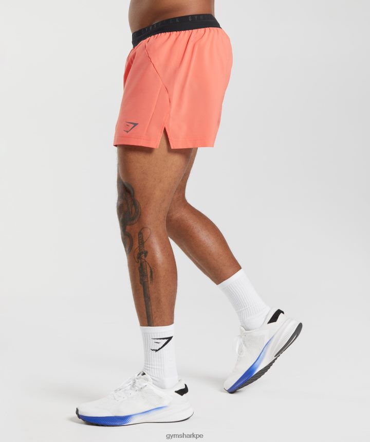 Gymsharkpantalón corto sport run 3\" hombres naranja aeroespacial PFTJ2N526 ropa