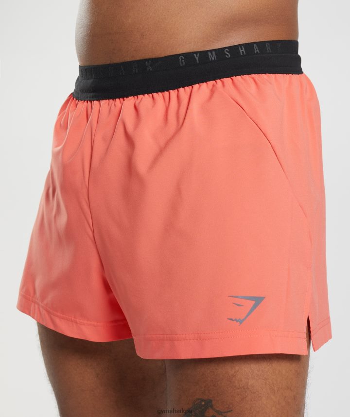 Gymsharkpantalón corto sport run 3\" hombres naranja aeroespacial PFTJ2N526 ropa