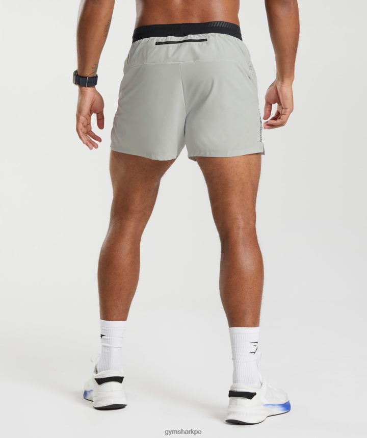 Gymsharkpantalones cortos de 4\" de carrera de ápice hombres gris claro PFTJ2N539 ropa