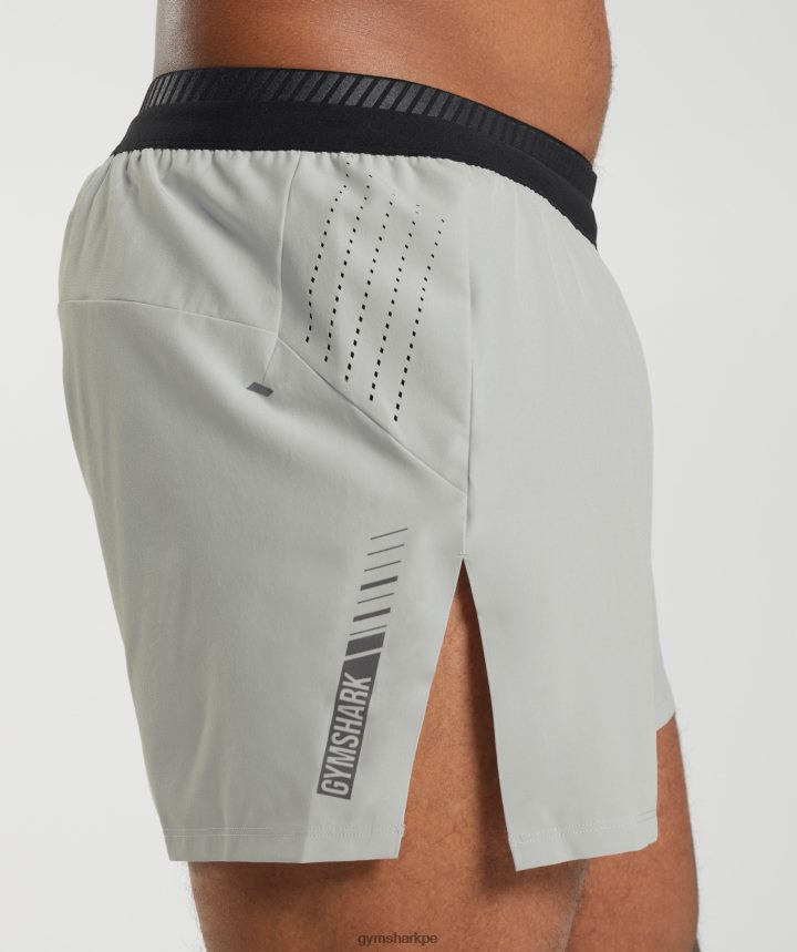 Gymsharkpantalones cortos de 4\" de carrera de ápice hombres gris claro PFTJ2N539 ropa