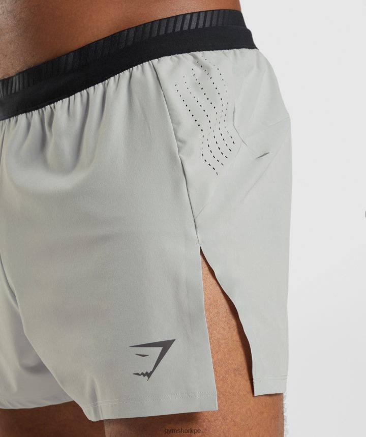 Gymsharkpantalones cortos de 4\" de carrera de ápice hombres gris claro PFTJ2N539 ropa