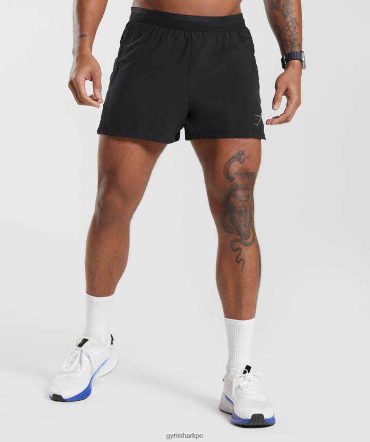 Gymsharkpantalones cortos de 4" de carrera de ápice hombres negro PFTJ2N523 ropa