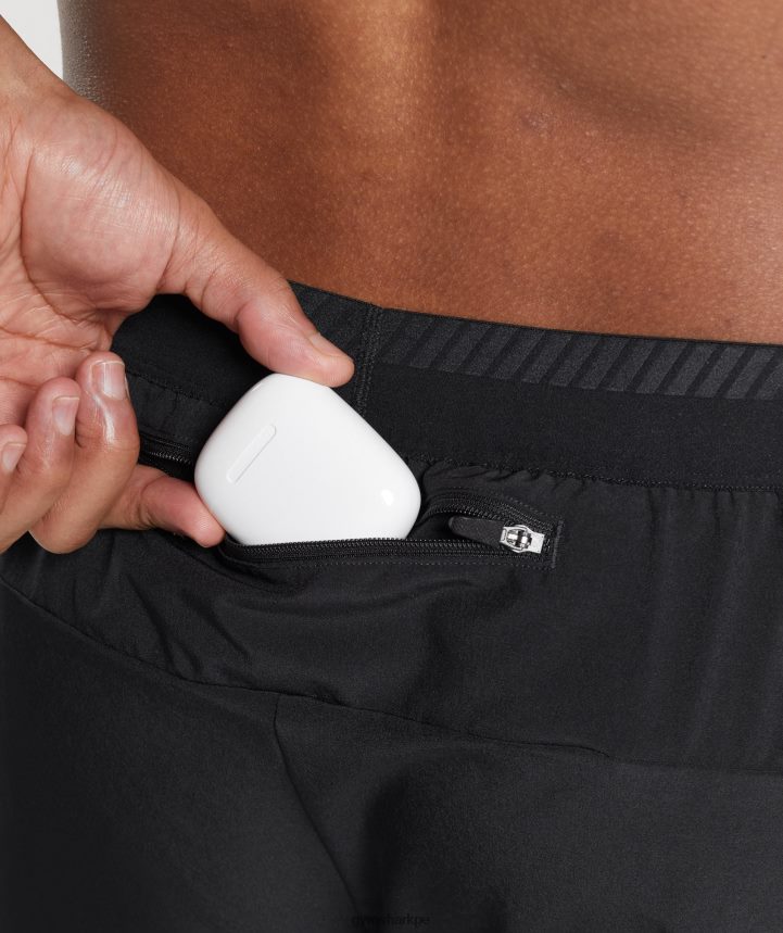 Gymsharkpantalones cortos de 4\" de carrera de ápice hombres negro PFTJ2N523 ropa