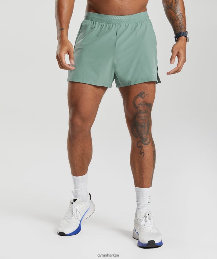 Gymsharkpantalones cortos de 4" de carrera de ápice hombres tinta verde azulado PFTJ2N543 ropa