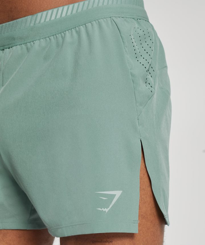 Gymsharkpantalones cortos de 4\" de carrera de ápice hombres tinta verde azulado PFTJ2N543 ropa