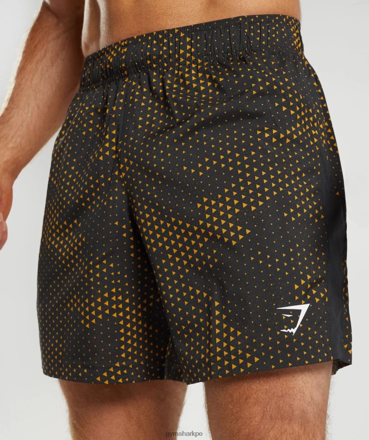 Gymsharkpantalones cortos deportivos hombres estampado amarillo cúrcuma PFTJ2N552 ropa