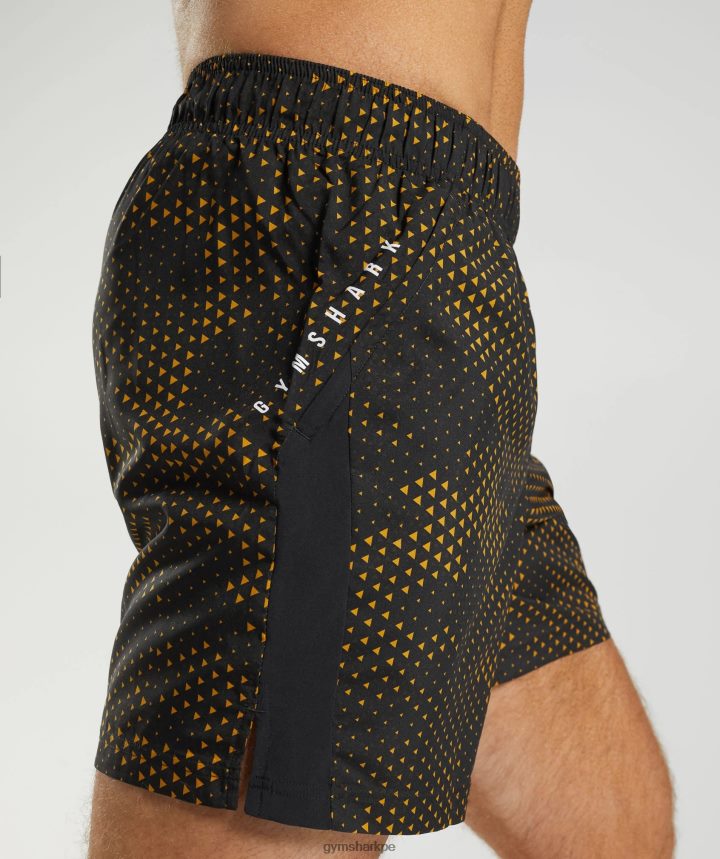 Gymsharkpantalones cortos deportivos hombres estampado amarillo cúrcuma PFTJ2N552 ropa
