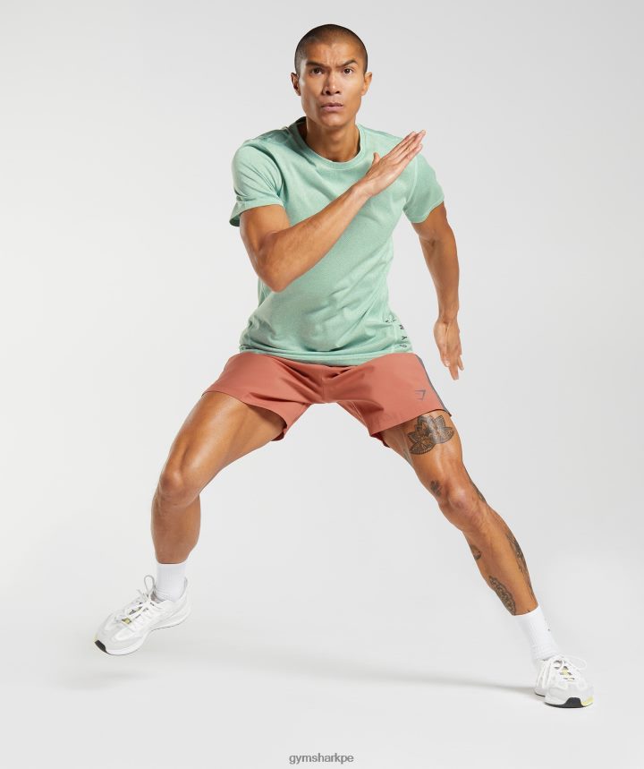 Gymsharkpantalones cortos deportivos hombres rojo caqui/gris silueta PFTJ2N531 ropa