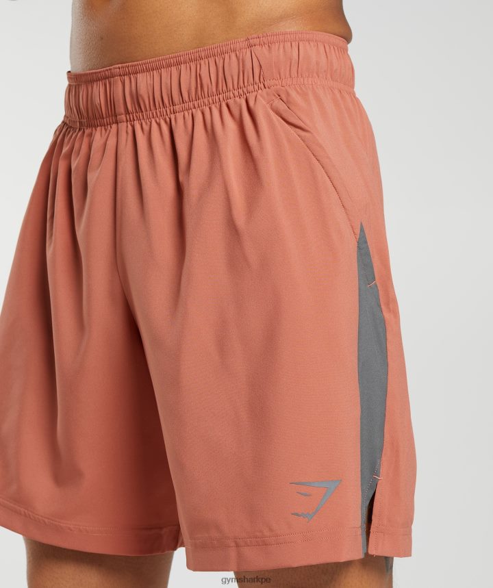 Gymsharkpantalones cortos deportivos hombres rojo caqui/gris silueta PFTJ2N531 ropa