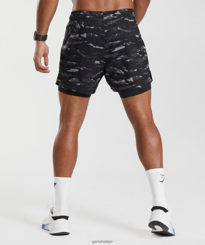 Gymsharkshort deportivo 5\" 2 en 1 hombres gris ónix/negro PFTJ2N522 ropa