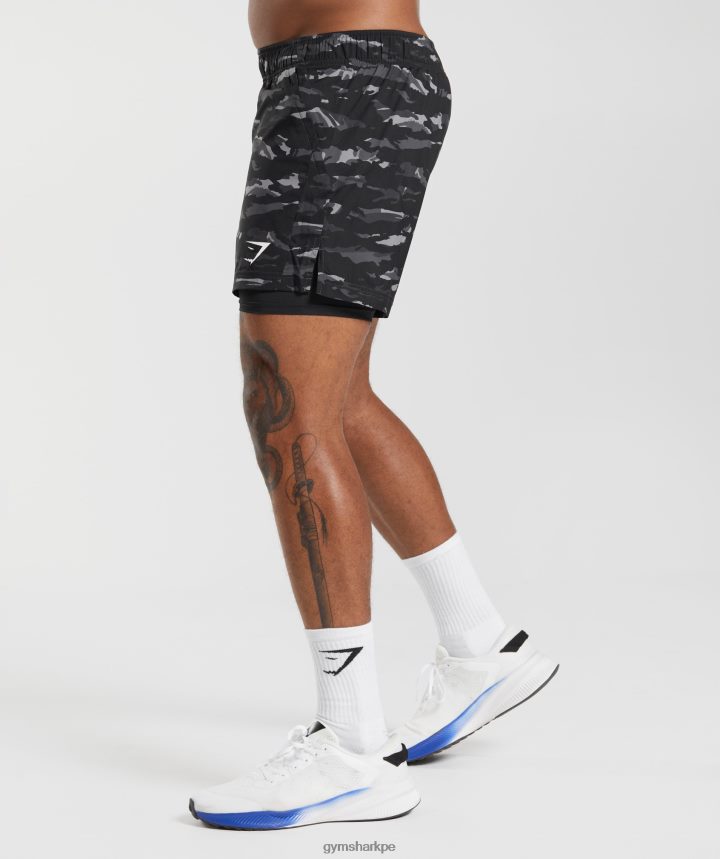 Gymsharkshort deportivo 5\" 2 en 1 hombres gris ónix/negro PFTJ2N522 ropa