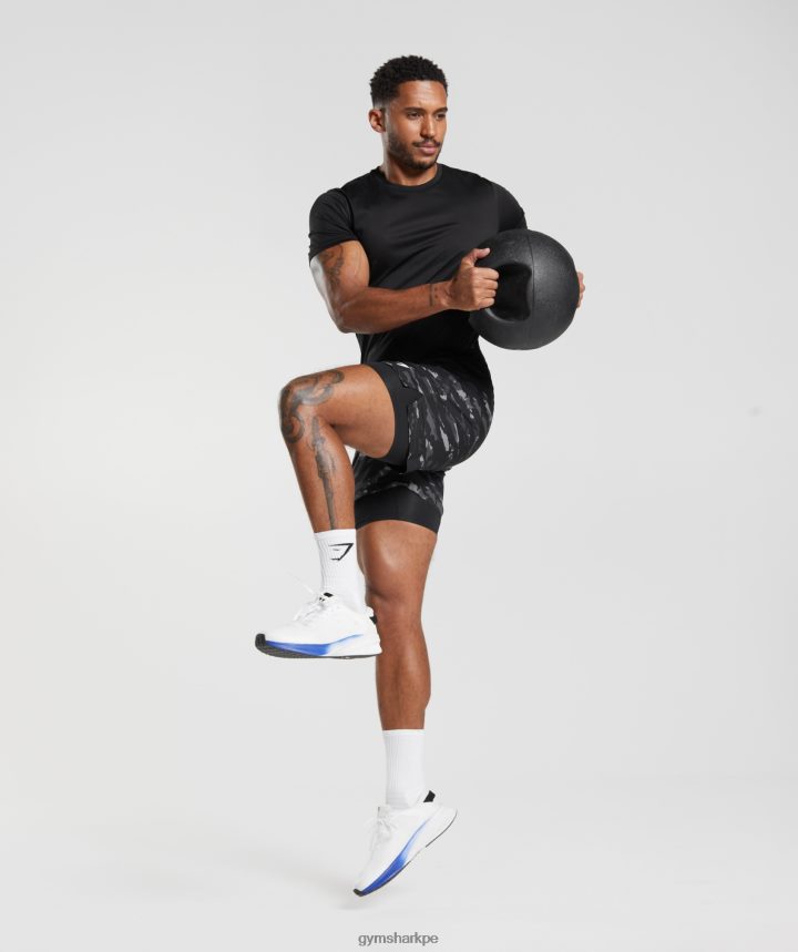 Gymsharkshort deportivo 5\" 2 en 1 hombres gris ónix/negro PFTJ2N522 ropa