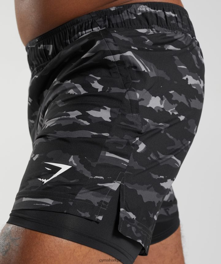 Gymsharkshort deportivo 5\" 2 en 1 hombres gris ónix/negro PFTJ2N522 ropa