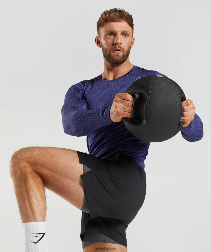 Gymsharkshort deportivo 5\" 2 en 1 hombres negro/gris silueta PFTJ2N516 ropa