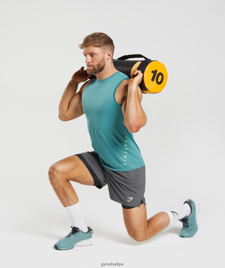 Gymsharkshort deportivo 5\" 2 en 1 hombres silueta gris/negro PFTJ2N551 ropa