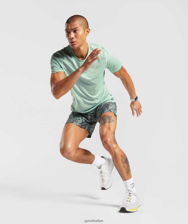 Gymsharkshort deportivo 5\" 2 en 1 hombres verde sauce/negro PFTJ2N565 ropa