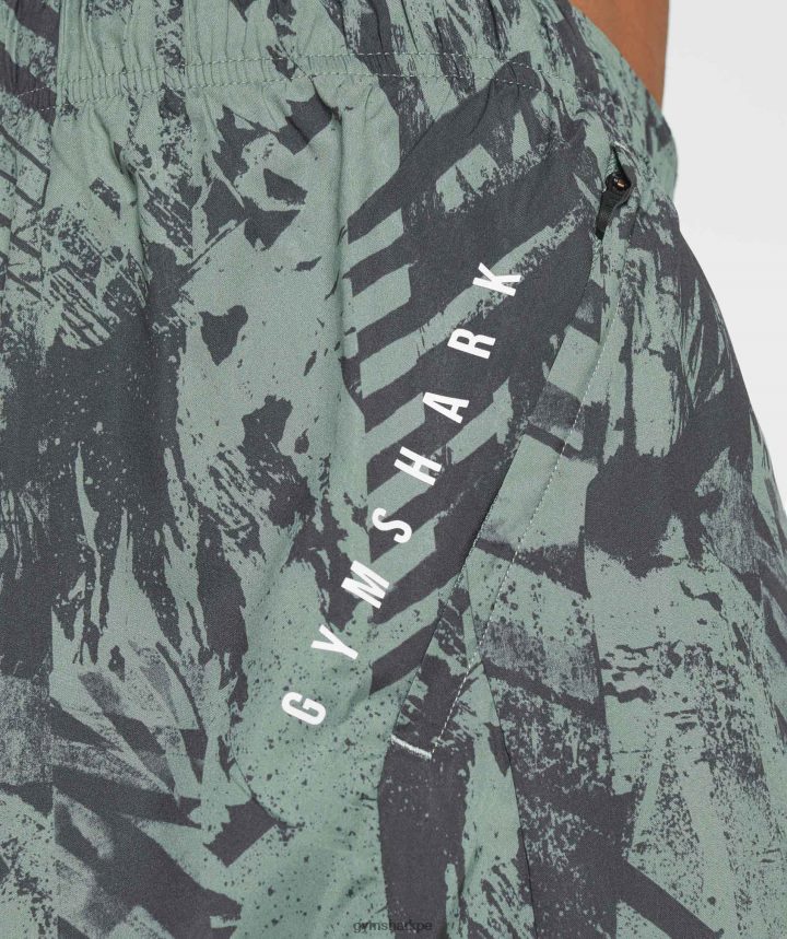 Gymsharkshort deportivo 5\" 2 en 1 hombres verde sauce/negro PFTJ2N565 ropa