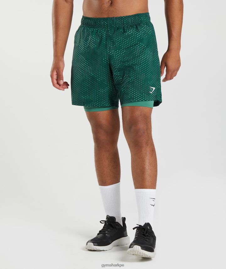 Gymsharkshort deportivo 7" 2 en 1 hombres hoya verde PFTJ2N564 ropa