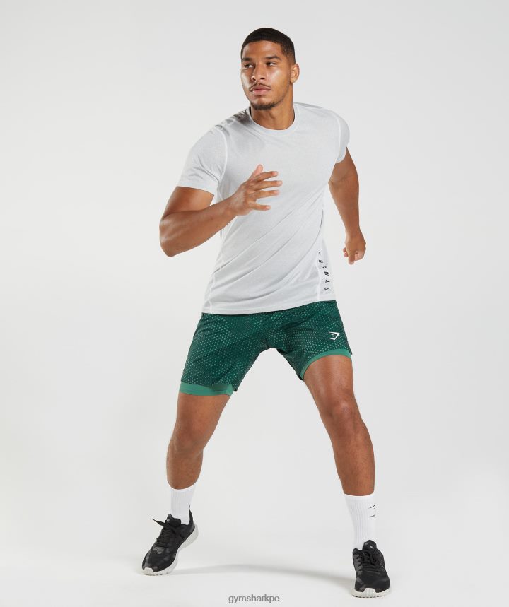 Gymsharkshort deportivo 7\" 2 en 1 hombres hoya verde PFTJ2N564 ropa