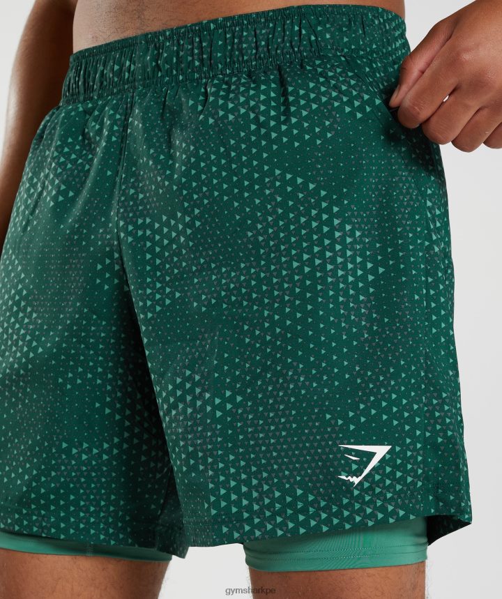 Gymsharkshort deportivo 7\" 2 en 1 hombres hoya verde PFTJ2N564 ropa