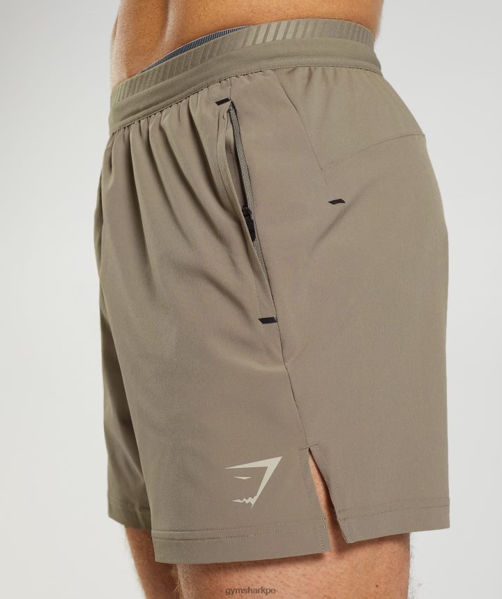 Gymsharkshorts híbridos Apex 5\" hombres marrón terroso PFTJ2N550 ropa