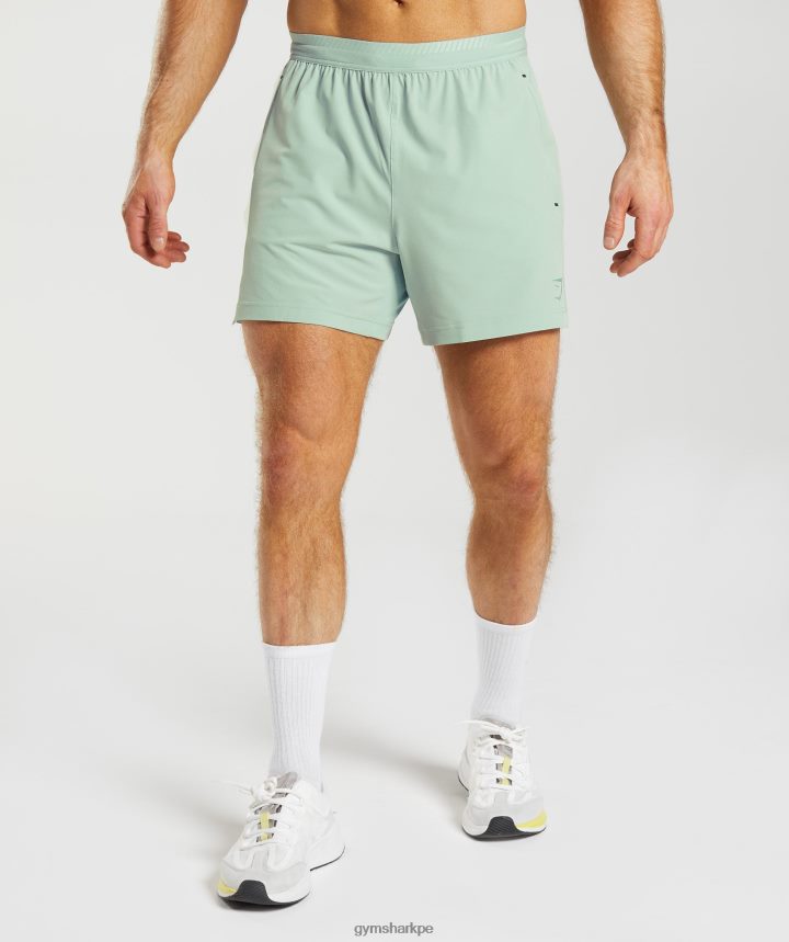 Gymsharkshorts híbridos Apex 5" hombres verde azulado escarcha PFTJ2N549 ropa