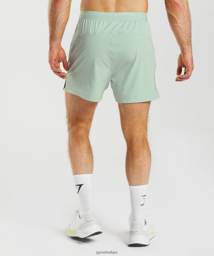 Gymsharkshorts híbridos Apex 5\" hombres verde azulado escarcha PFTJ2N549 ropa