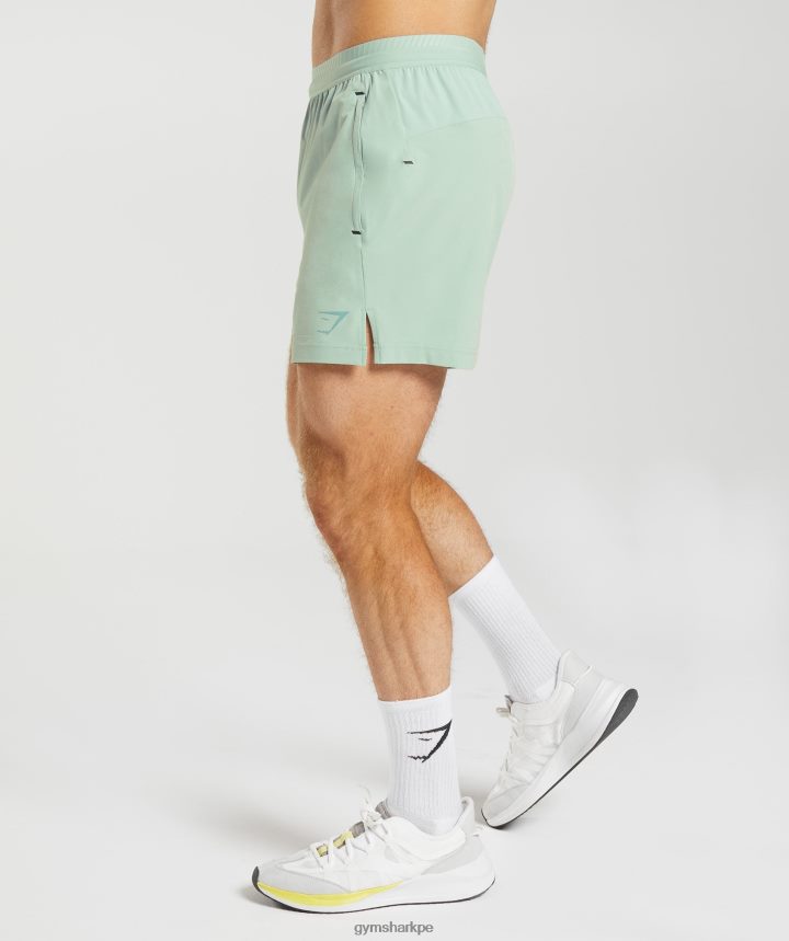 Gymsharkshorts híbridos Apex 5\" hombres verde azulado escarcha PFTJ2N549 ropa