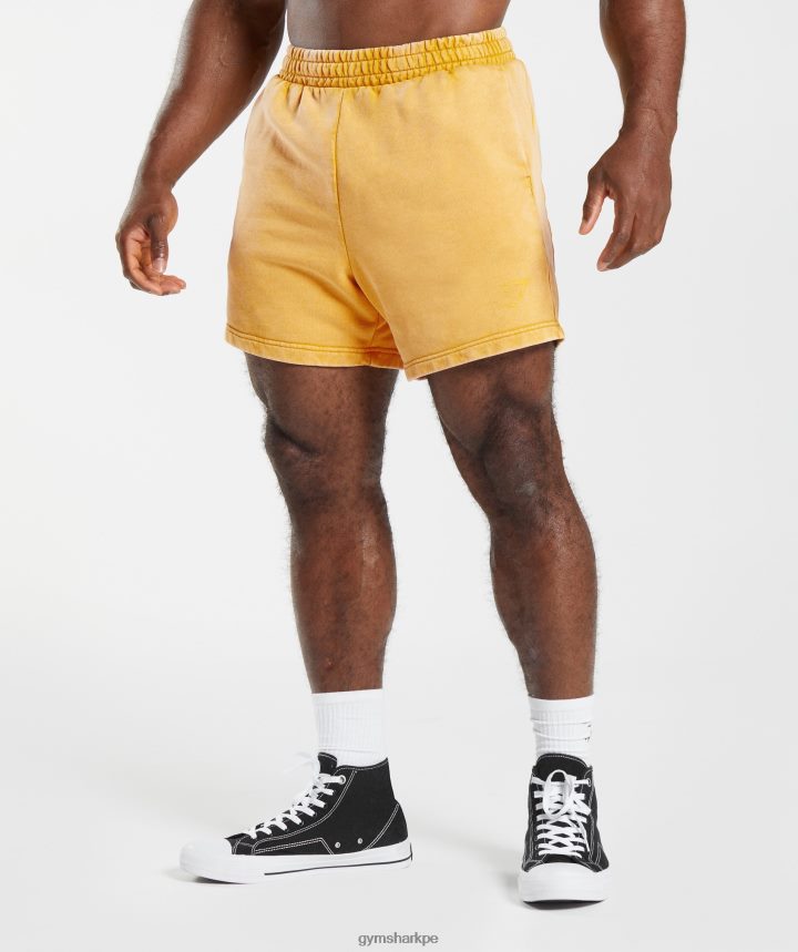 Gymsharkshorts lavados a presión de 5" hombres amarillo soleado PFTJ2N562 ropa