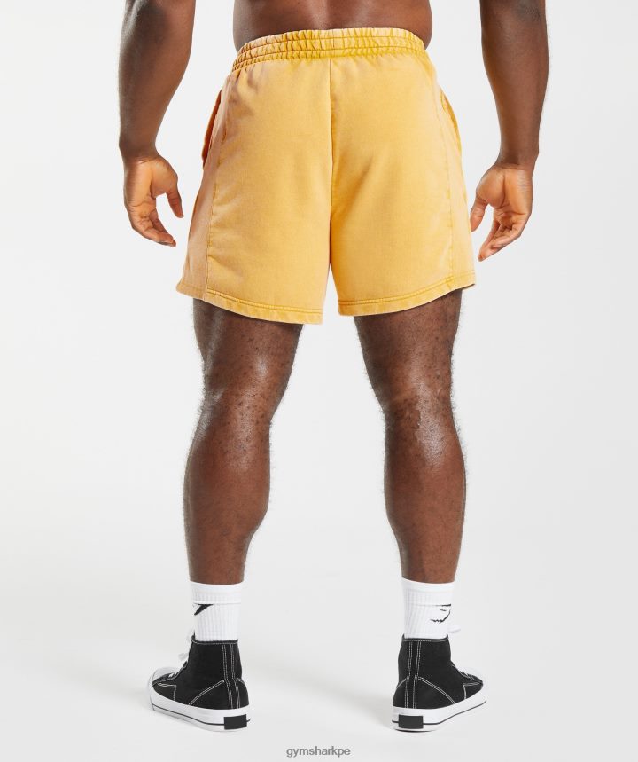 Gymsharkshorts lavados a presión de 5\" hombres amarillo soleado PFTJ2N562 ropa