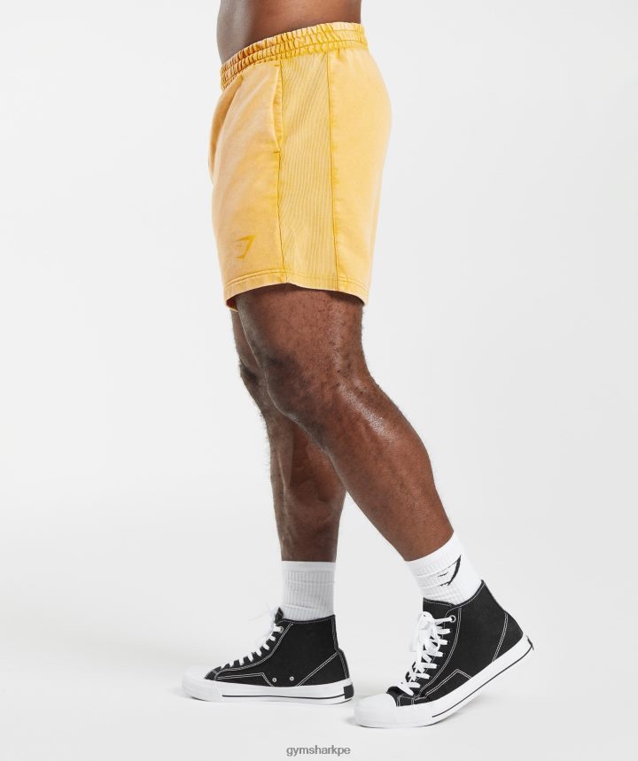 Gymsharkshorts lavados a presión de 5\" hombres amarillo soleado PFTJ2N562 ropa