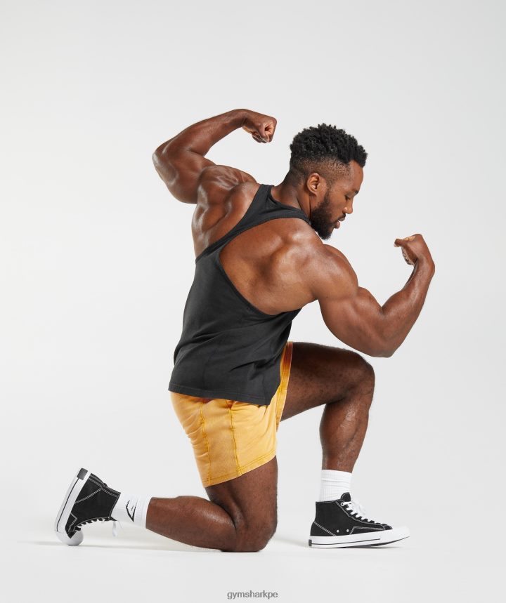 Gymsharkshorts lavados a presión de 5\" hombres amarillo soleado PFTJ2N562 ropa