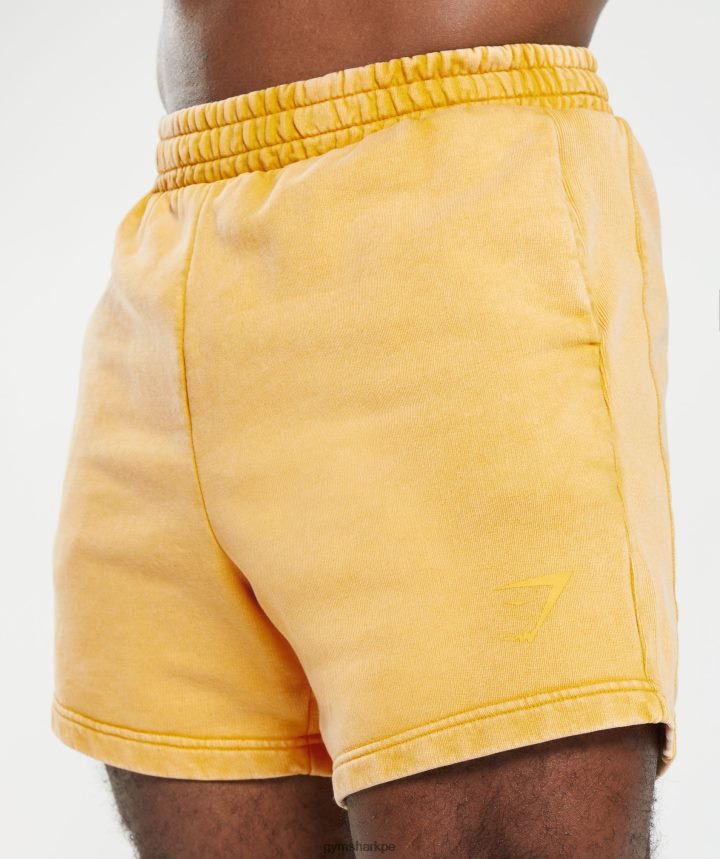 Gymsharkshorts lavados a presión de 5\" hombres amarillo soleado PFTJ2N562 ropa