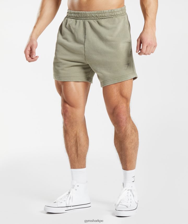 Gymsharkshorts lavados a presión de 5" hombres marrón crudo PFTJ2N512 ropa