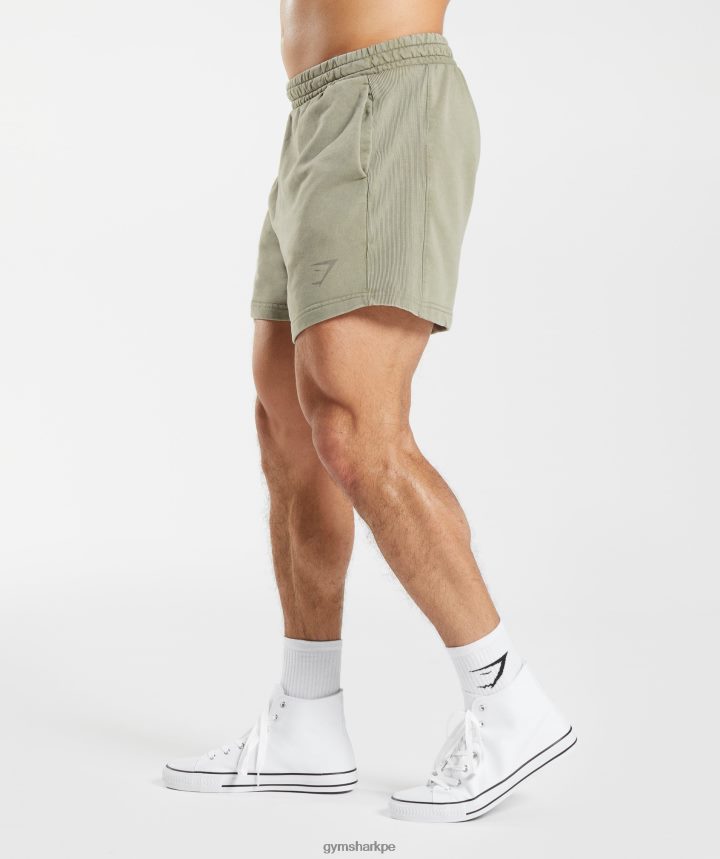 Gymsharkshorts lavados a presión de 5\" hombres marrón crudo PFTJ2N512 ropa